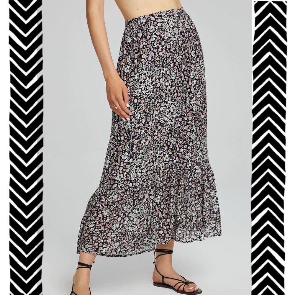 Dark Floral Tiered Black Maxi Peasant Skirt Witchy Dark Cottagecore whimsigoth 🖤